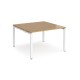 Adapt square boardroom table 1200mm x 1200mm - white frame, oak top