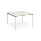 Adapt square boardroom table 1200mm x 1200mm - white frame, white top with oak edging