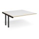 Adapt boardroom table add on unit 1600mm x 1600mm - black frame, white top with oak edging