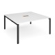 Adapt square boardroom table 1600mm x 1600mm with central cutout 272mm x 132mm - black frame, white top