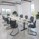 Elev8 Touch radial end boardroom table 2400mm x 1000mm - silver frame, white top