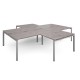 Adapt back to back 4 desk cluster 3200mm x 1600mm with 800mm return desks - silver frame, grey oak top