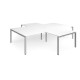 Adapt back to back 4 desk cluster 3200mm x 1600mm with 800mm return desks - silver frame, white top