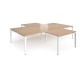 Adapt back to back 4 desk cluster 3200mm x 1600mm with 800mm return desks - white frame, beech top