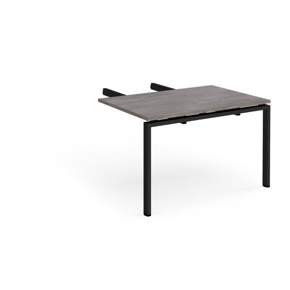 Adapt add on unit double return desk 800mm x 1200mm - black frame, grey oak top