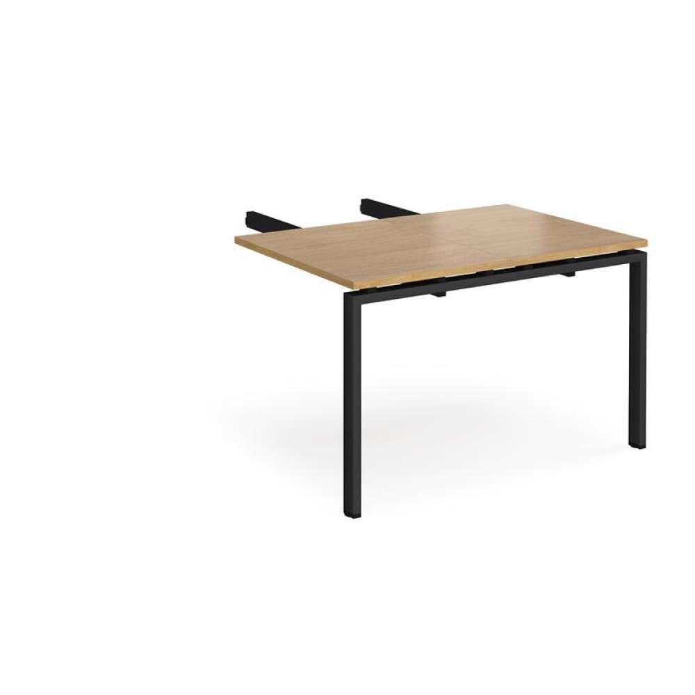 Adapt add on unit double return desk 800mm x 1200mm - black frame, oak top