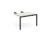 Adapt add on unit double return desk 800mm x 1200mm - black frame, white top with oak edge