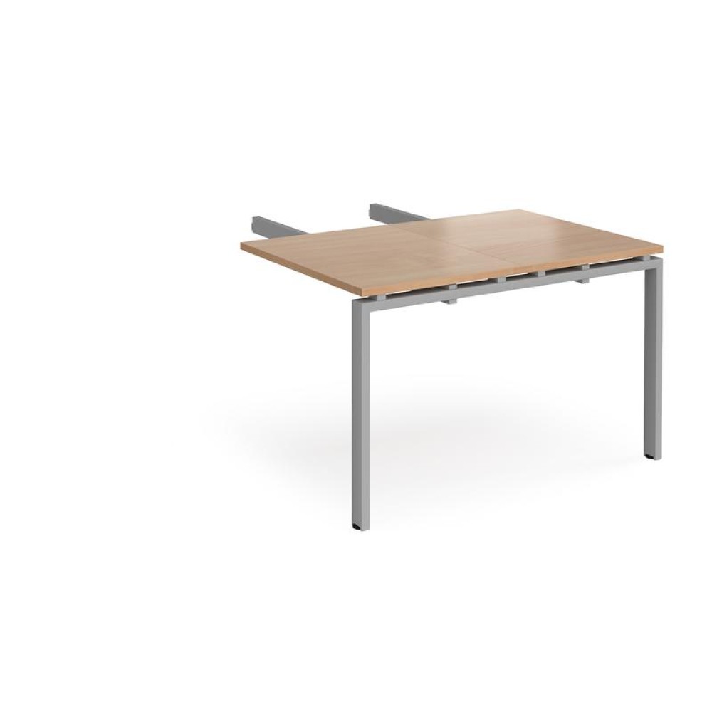 Adapt add on unit double return desk 800mm x 1200mm - silver frame, beech top