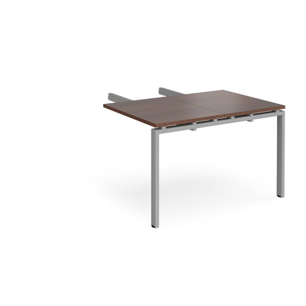 Adapt add on unit double return desk 800mm x 1200mm - silver frame, walnut top