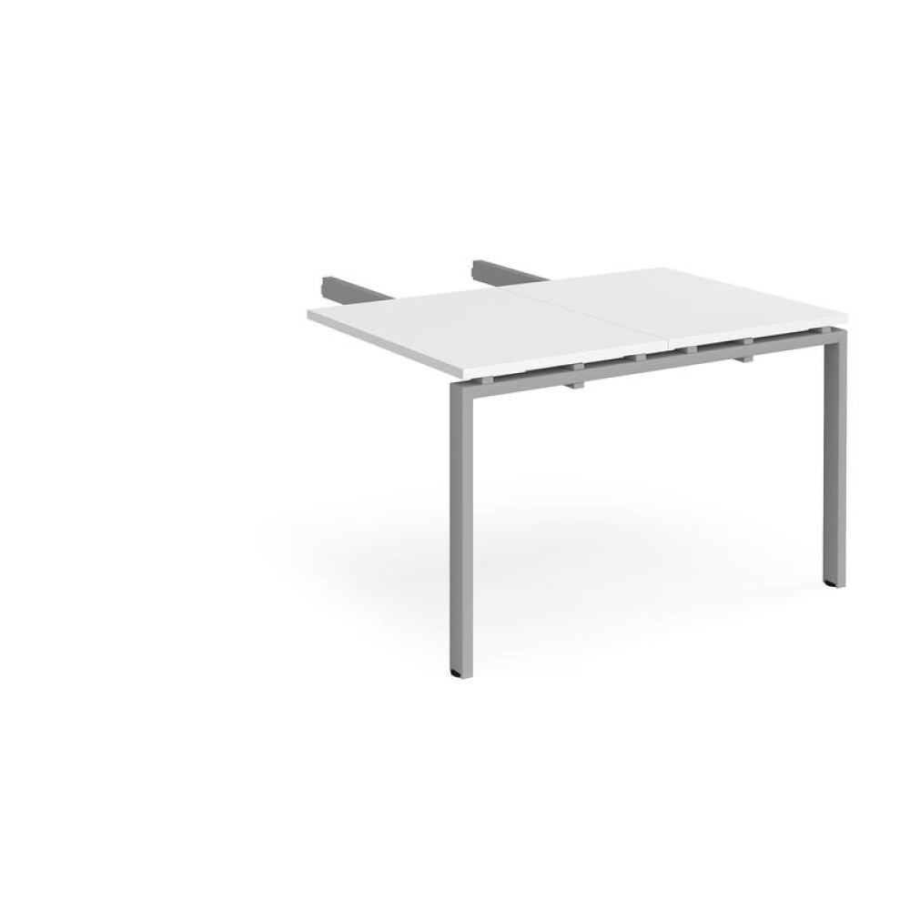 Adapt add on unit double return desk 800mm x 1200mm - silver frame, white top