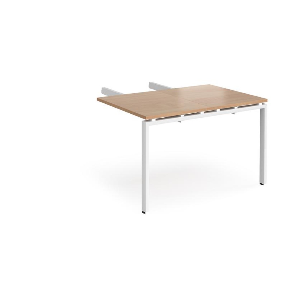 Adapt add on unit double return desk 800mm x 1200mm - white frame, beech top