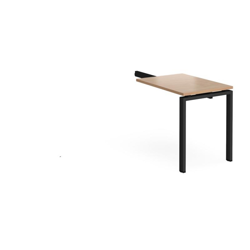 Adapt add on unit single return desk 800mm x 600mm - black frame, oak top