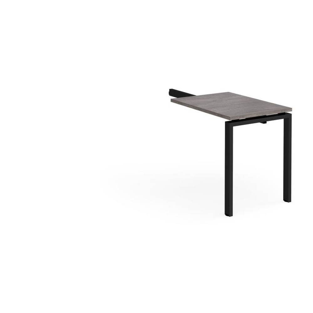 Adapt add on unit single return desk 800mm x 600mm - black frame, grey oak top