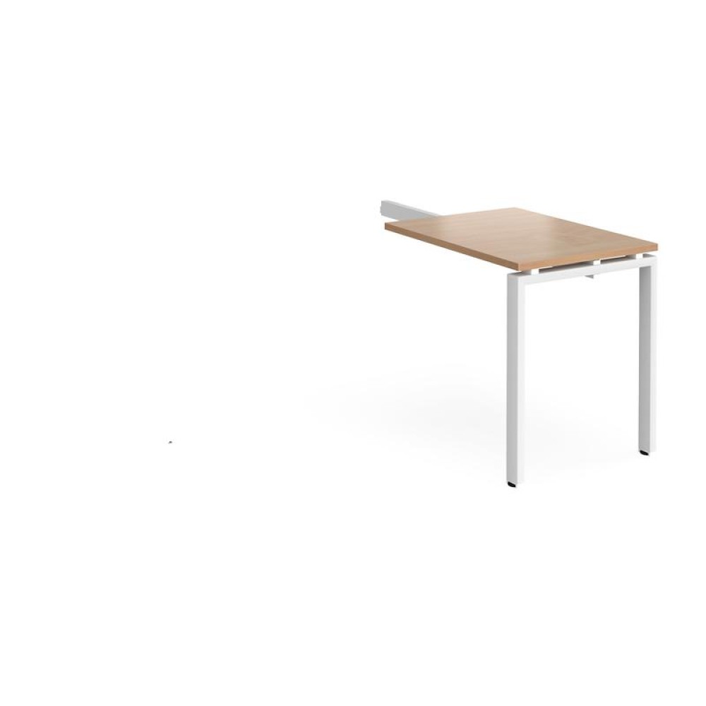 Adapt add on unit single return desk 800mm x 600mm - white frame, beech top
