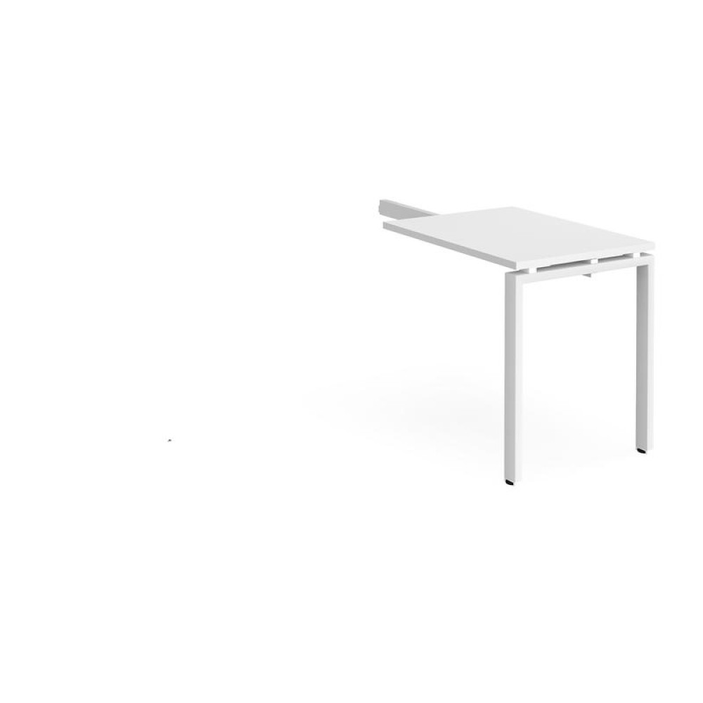 Adapt add on unit single return desk 800mm x 600mm - white frame, white top