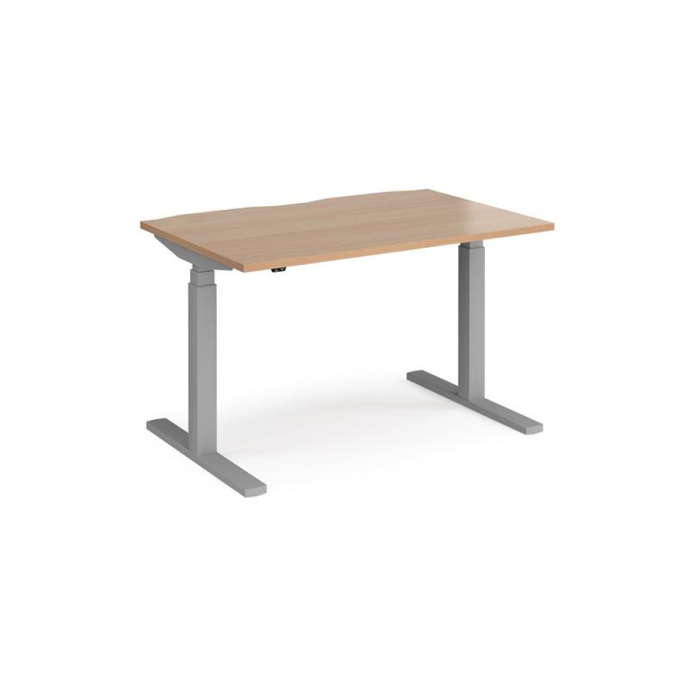 Elev8 Touch straight sit-stand desk 1200mm x 800mm - silver frame, beech top