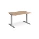 Elev8 Touch straight sit-stand desk 1200mm x 800mm - silver frame, beech top