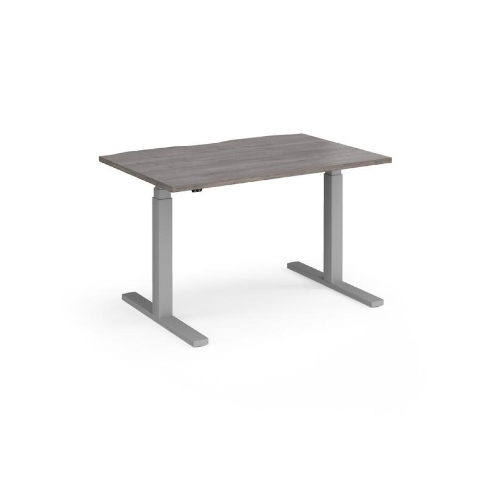 Elev8 Touch straight sit-stand desk 1200mm x 800mm - silver frame, grey oak top