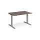 Elev8 Touch straight sit-stand desk 1200mm x 800mm - silver frame, walnut top