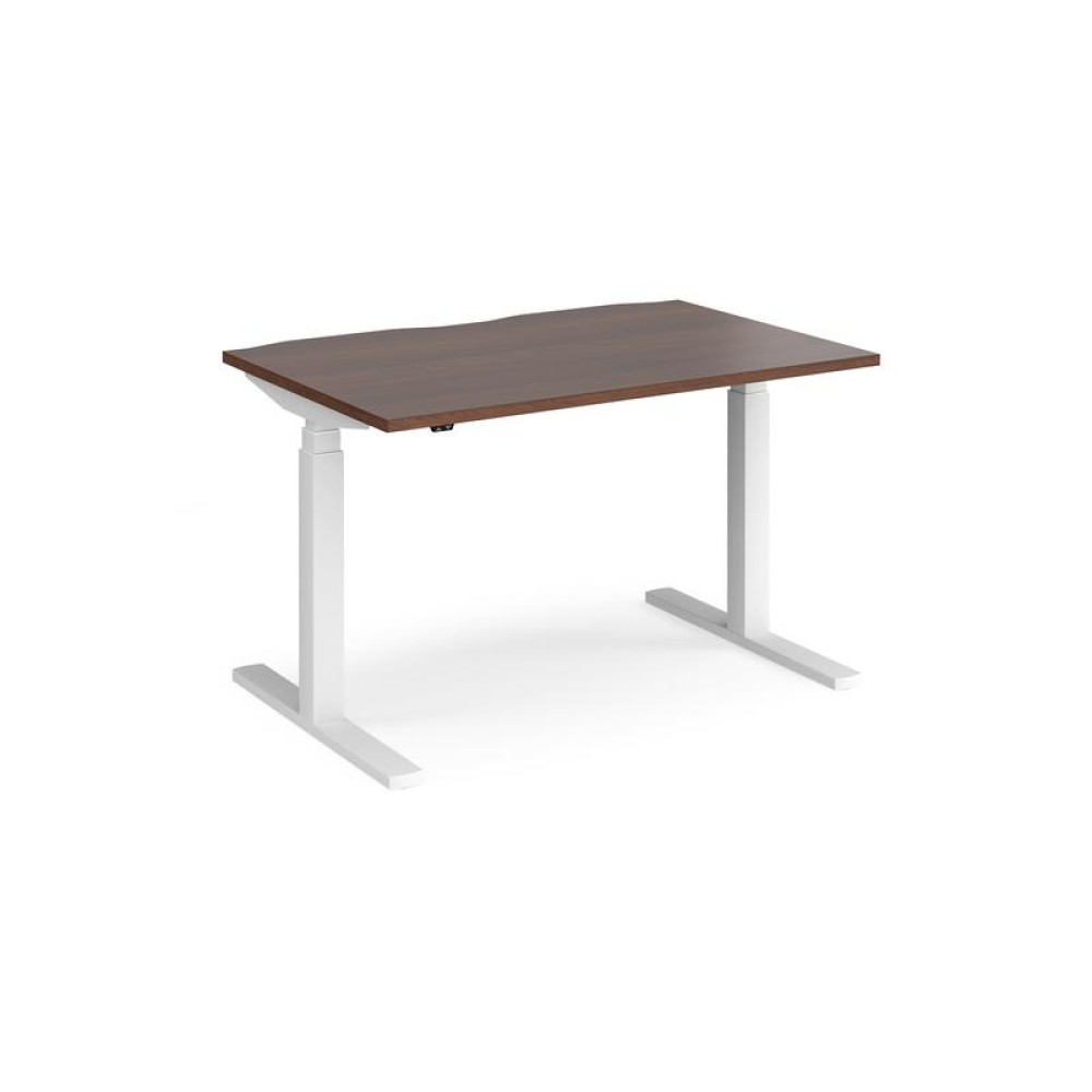 Elev8 Touch straight sit-stand desk 1200mm x 800mm - white frame, walnut top