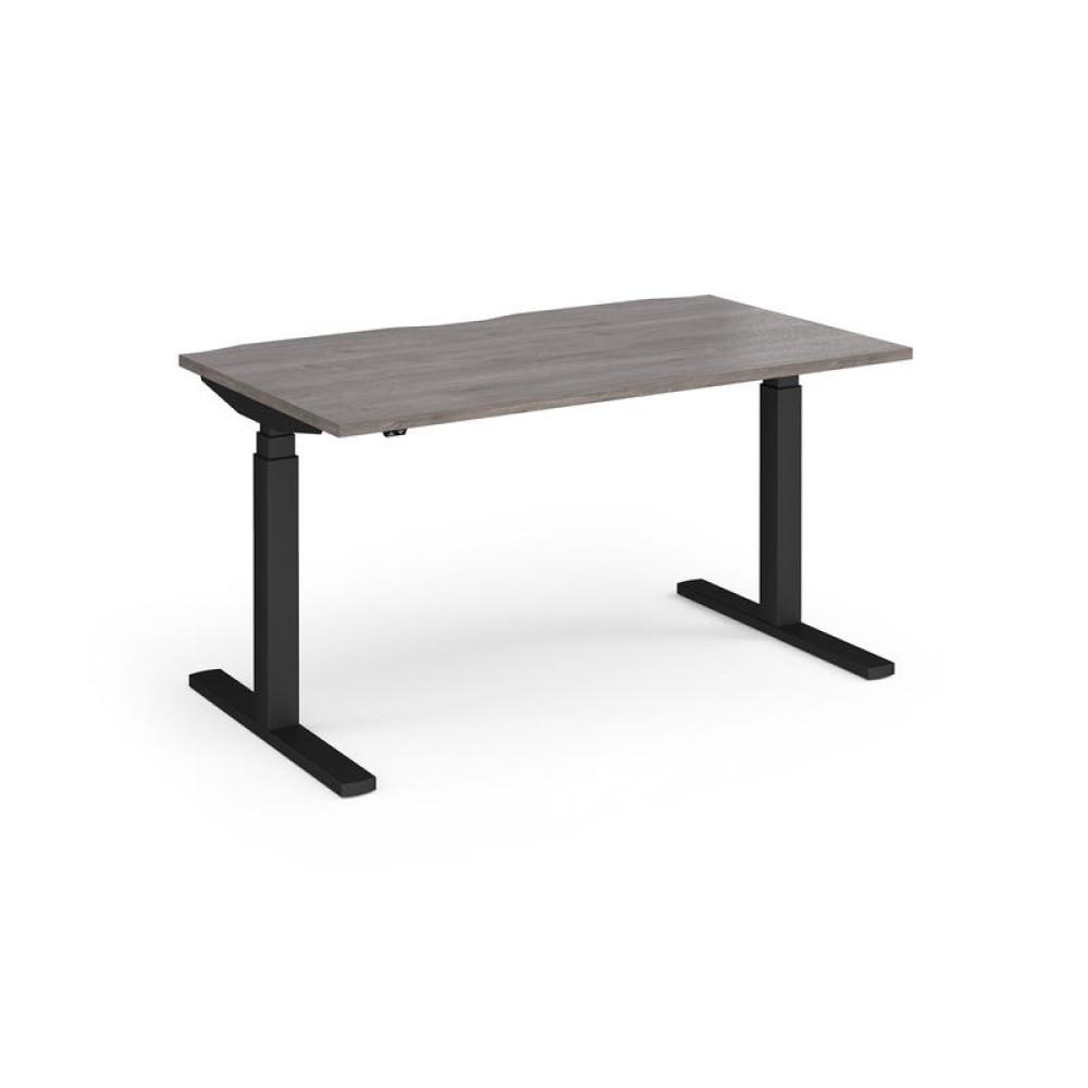 Elev8 Touch straight sit-stand desk 1400mm x 800mm - black frame, grey oak top