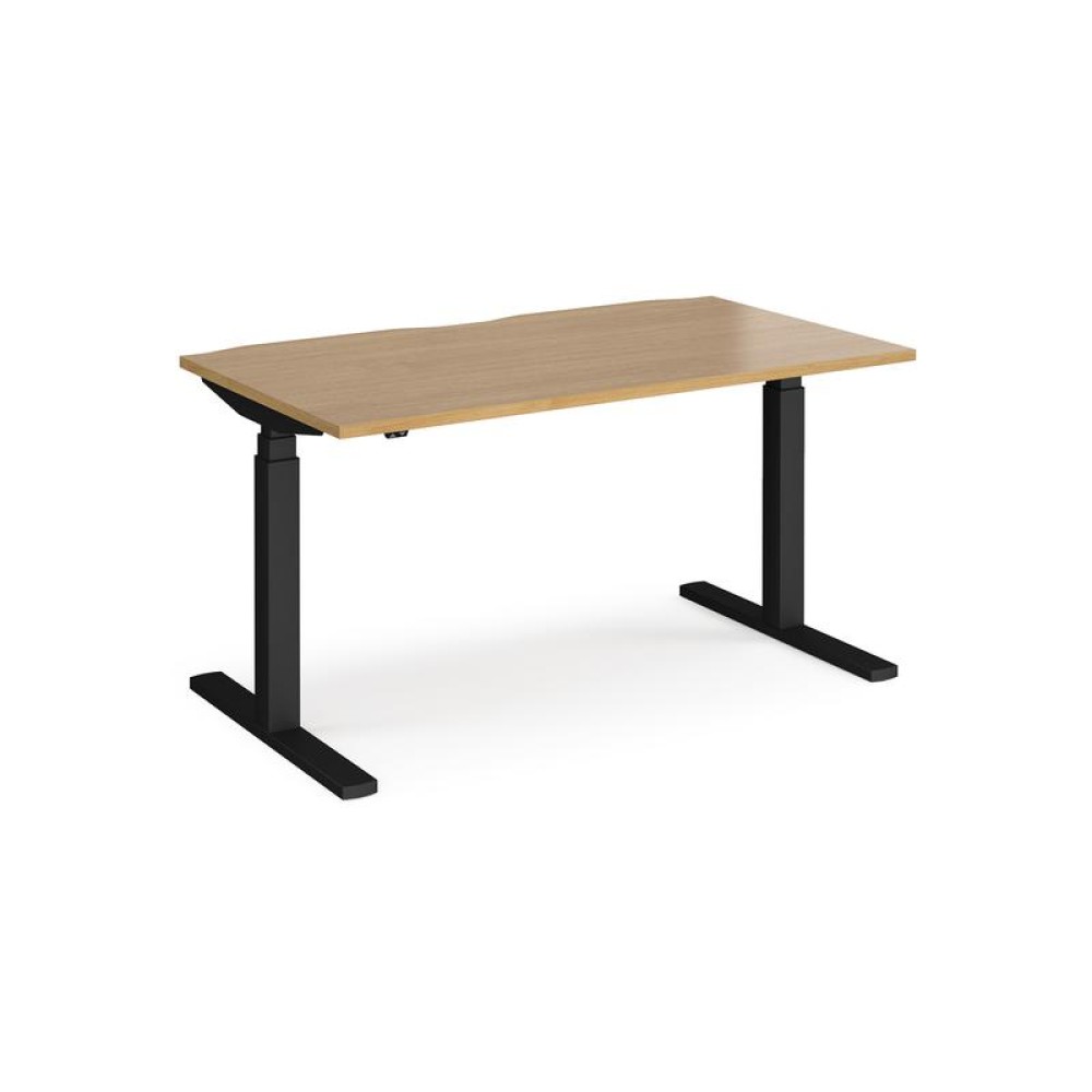 Elev8 Touch straight sit-stand desk 1400mm x 800mm - black frame, oak top