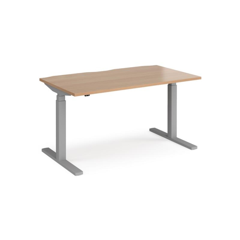 Elev8 Touch straight sit-stand desk 1400mm x 800mm - silver frame, beech top