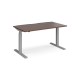 Elev8 Touch straight sit-stand desk 1400mm x 800mm - silver frame, walnut top