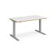 Elev8 Touch straight sit-stand desk 1400mm x 800mm - silver frame, white top with oak edge
