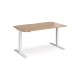 Elev8 Touch straight sit-stand desk 1400mm x 800mm - white frame, beech top