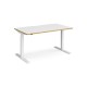 Elev8 Touch straight sit-stand desk 1400mm x 800mm - white frame, white top with oak edge
