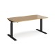 Elev8 Touch straight sit-stand desk 1600mm x 800mm - black frame, oak top