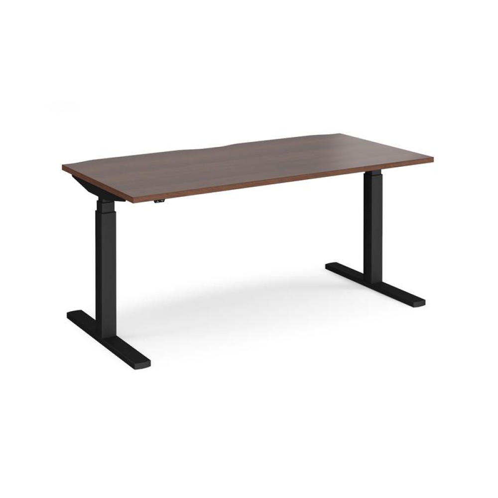 Elev8 Touch straight sit-stand desk 1600mm x 800mm - black frame, walnut top