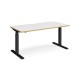 Elev8 Touch straight sit-stand desk 1600mm x 800mm - black frame, white top with oak edge