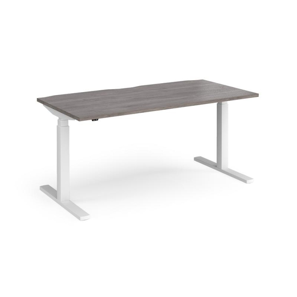 Elev8 Touch straight sit-stand desk 1600mm x 800mm - white frame, grey oak top