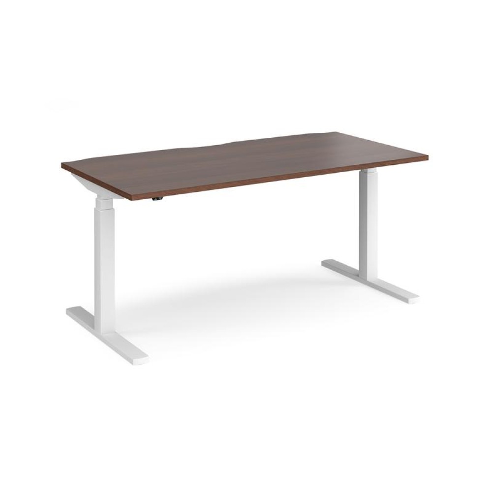 Elev8 Touch straight sit-stand desk 1600mm x 800mm - white frame, walnut top