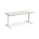Elev8 Touch straight sit-stand desk 1600mm x 800mm - white frame, white top with oak edge