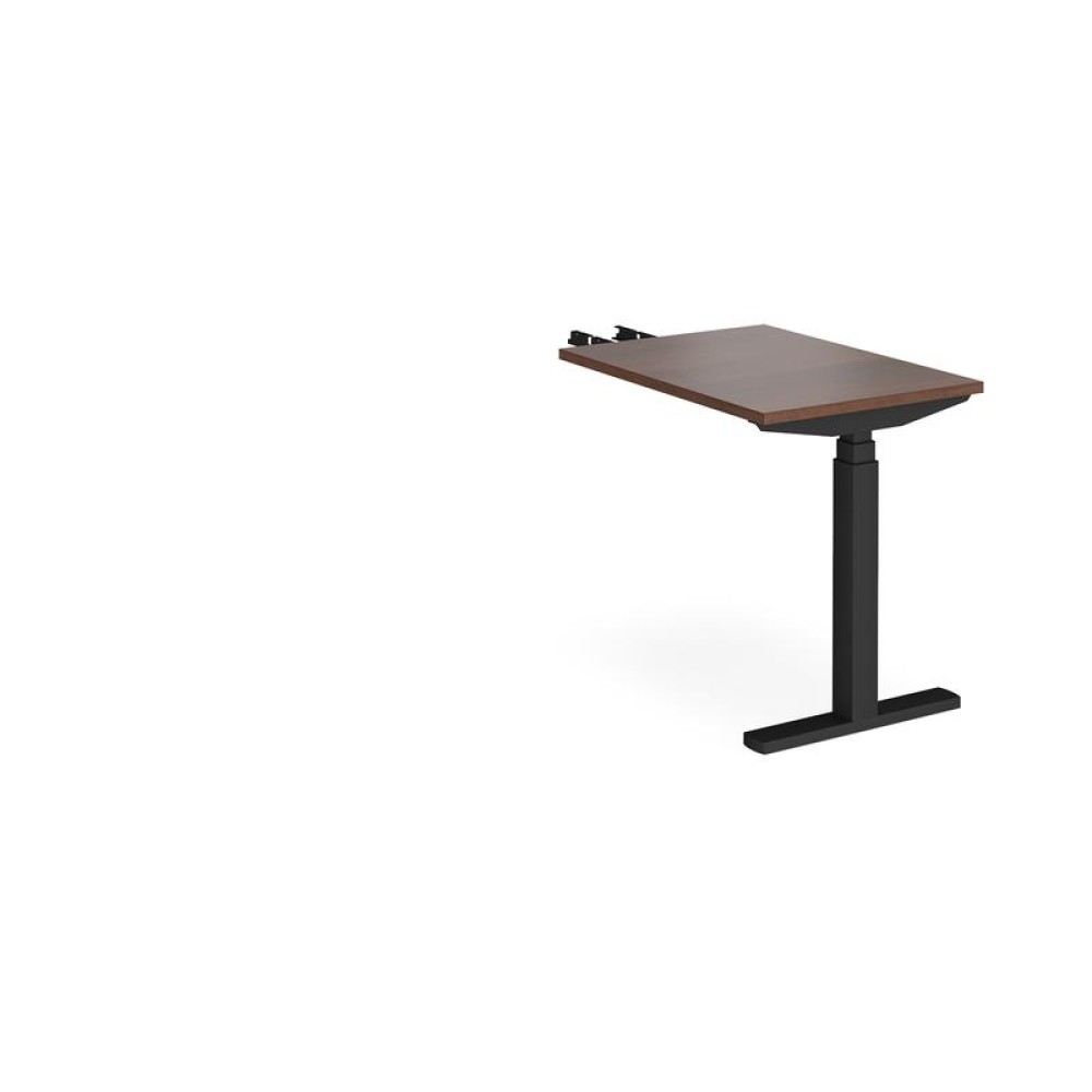 Elev8 Touch sit-stand return desk 600mm x 800mm - black frame, walnut top