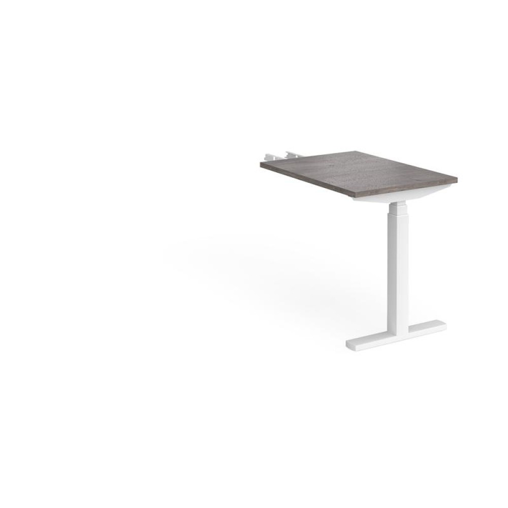 Elev8 Touch sit-stand return desk 600mm x 800mm - white frame, grey oak top