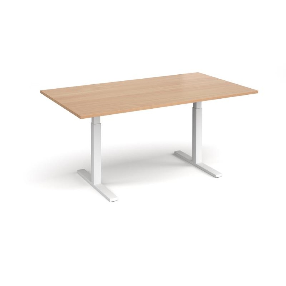 Elev8 Touch boardroom table 1800mm x 1000mm - white frame, beech top