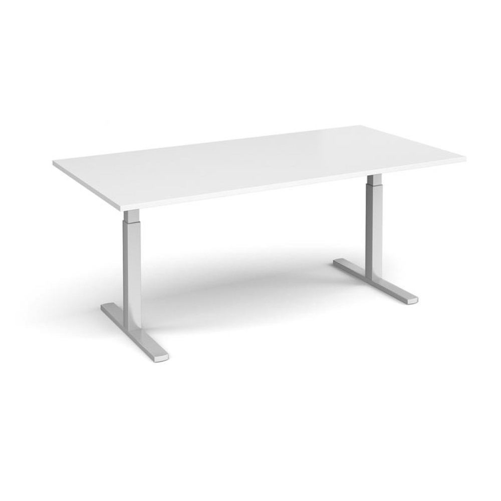 Elev8 Touch boardroom table 2000mm x 1000mm - silver frame, white top