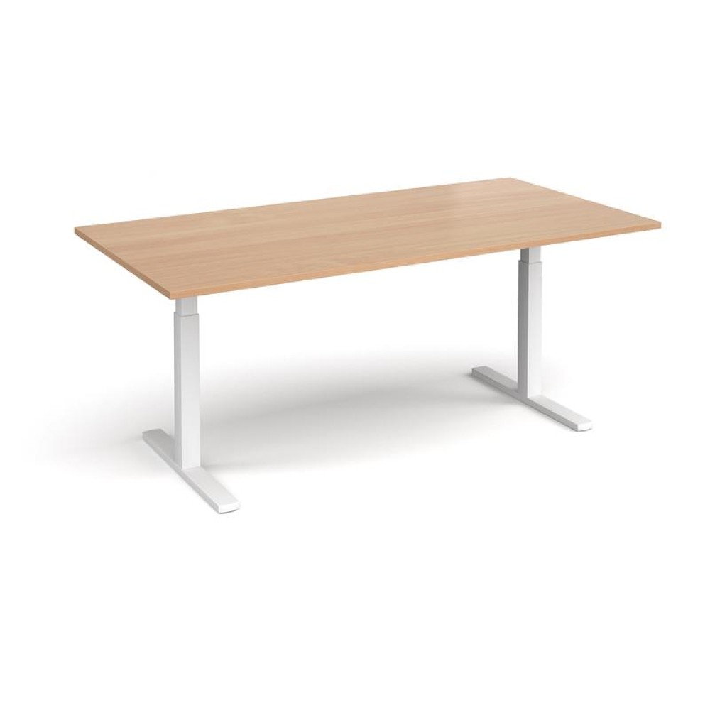 Elev8 Touch boardroom table 2000mm x 1000mm - white frame, beech top
