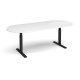 Elev8 Touch radial end boardroom table 2400mm x 1000mm - black frame, white top