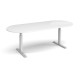 Elev8 Touch radial end boardroom table 2400mm x 1000mm - silver frame, white top