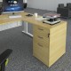 Desk high 3 drawer pedestal 600mm deep with 800mm flyover top - beech