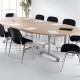 Rectangular deluxe fliptop meeting table with silver frame 1400mm x 800mm - grey oak