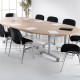 Rectangular deluxe fliptop meeting table with silver frame 1600mm x 800mm - beech
