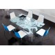 Gecko shell dining stacking chair with chrome legs - blue