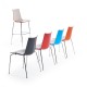 Gecko shell dining stacking chair with chrome legs - red