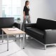 Helsinki square back reception single tub chair 800mm wide - black leather faced